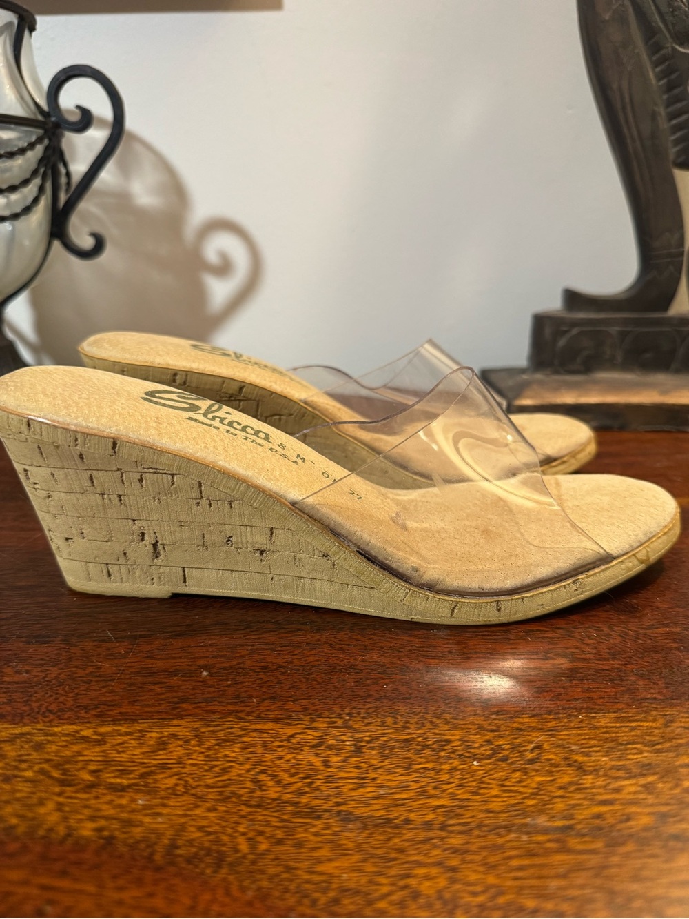 Vintage Sbicca PVC Cork Wedges - Size 8